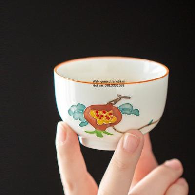 BỘ TRÀ SỨ TRẮNG VẼ TAY CAO CẤP